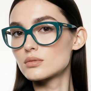 New Authentic Gucci GG0470o 003 Teal Oversized Square Women's Glasses with Case